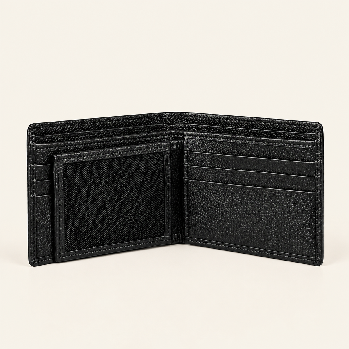 Atelier Midnight Black Alden Wallet — open bifold interior