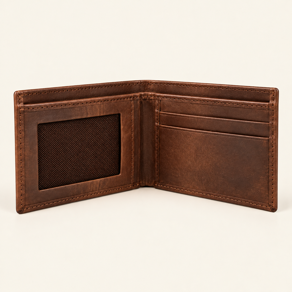 Atelier Dark Chocolate Auren Wallet — open bifold interior