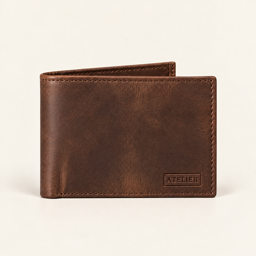 Atelier Dark Chocolate Auren Wallet — front view