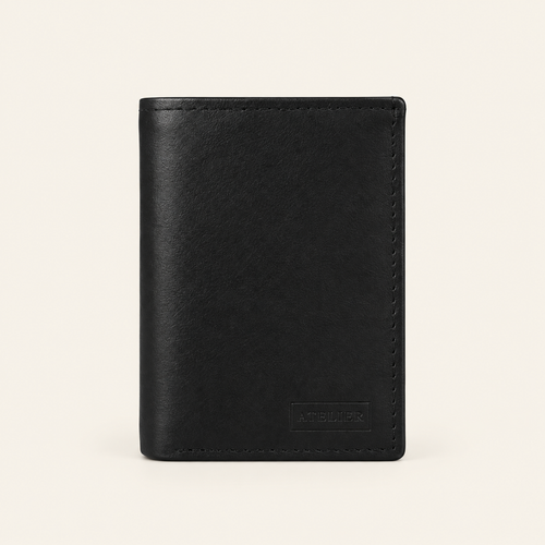 Atelier black compact card holder — front view