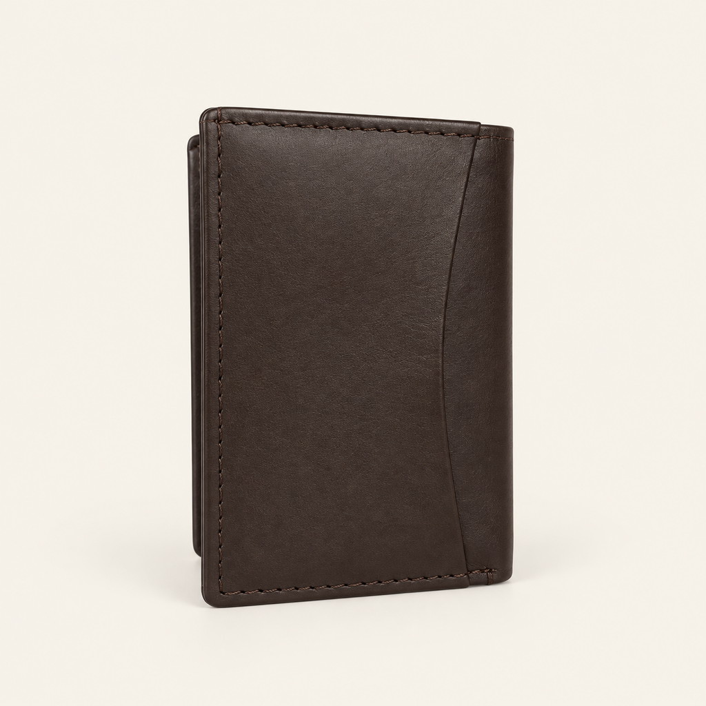 Atelier dark brown compact card holder — back view