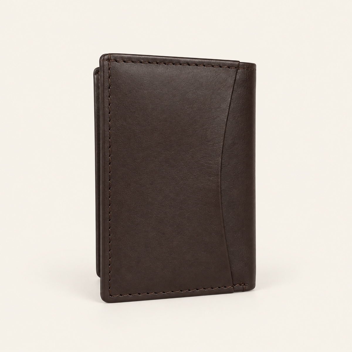 Atelier dark brown compact card holder — back view