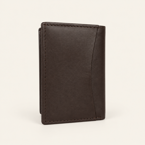 Atelier dark brown compact card holder — back view